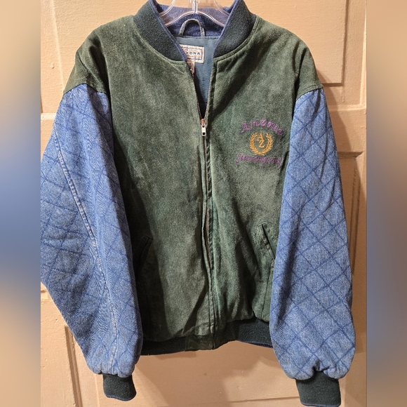 Arizona Jean Company Other - Arizona Jean Company Vintage Genuine Leather Quilted Arm Trucker Jacket GUC